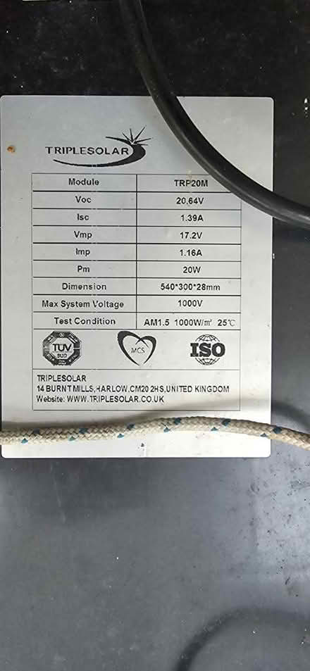Photo of free 2x 20w solar panels (Hook, RG27) #3