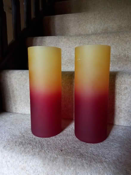 Photo of free Two red and yellow glass lamp shades (Taverham NR8)