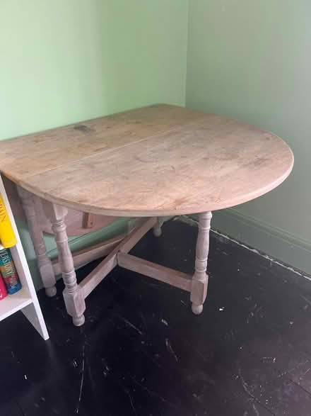 Photo of free Oak table with two drop leaves (Broomgrove TN35) #1