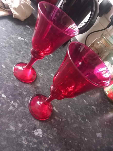 Photo of free Pair of Pink Wine Glasses (Fulwood) #1