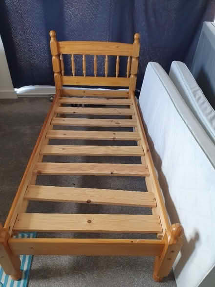 Photo of free Solid pine Small single bed & mattresses (DA11) #2