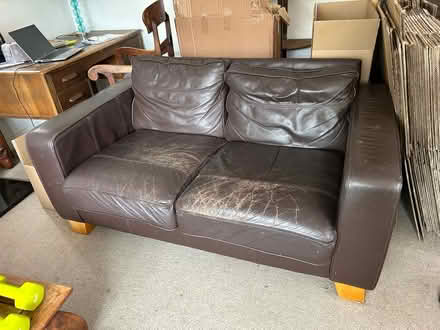 Photo of free Brown leather sofa (TF10) #1