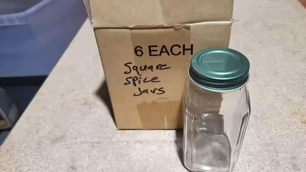 Photo of free 4 oz Square glass spice jars (Table Mesa) #1