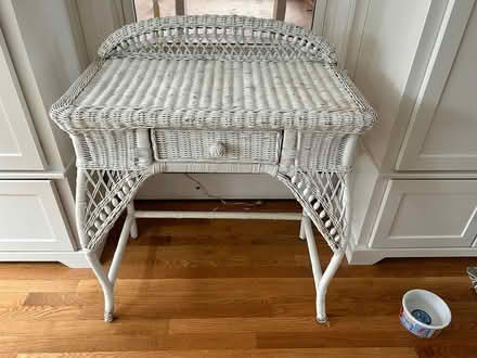 Photo of free White wicker vanity desk (Framingham) #1