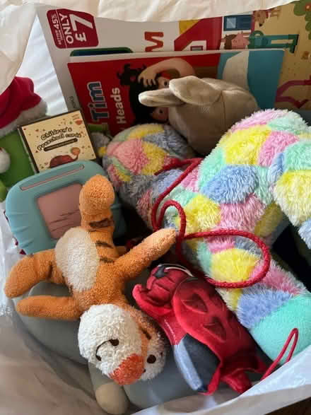 Photo of free Bag of soft toys, book etc (West Ham E15) #1