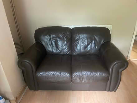 Photo of free 2 seater brown leather sofa (Percy Street, OX4) #1