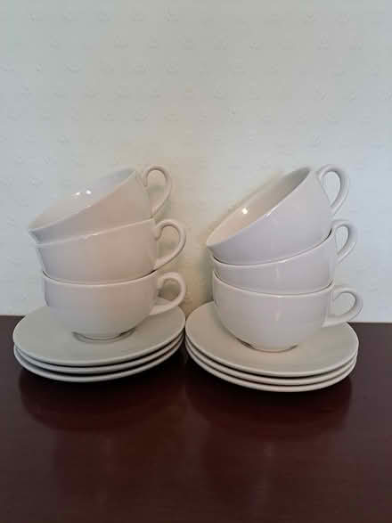Photo of free 6 x White Cappuccino Cups & Saucers (Warwick) #1