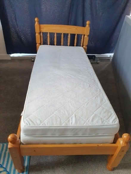 Photo of free Solid pine Small single bed & mattresses (DA11) #1