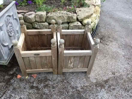 Photo of free 2 wooden plant pot holders (North Road) #1