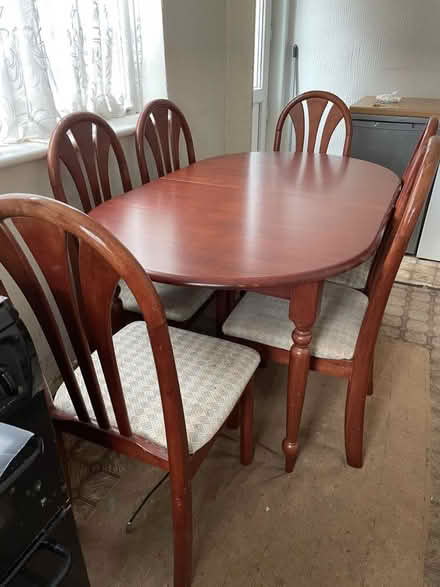 Photo of free 1980s? Table and 6 chairs (Egerton Park CH42) #1