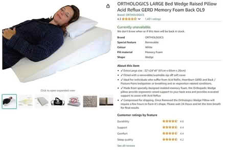 Photo of free Bed Wedge Raised Pillow (Pamber Heath RG26) #2