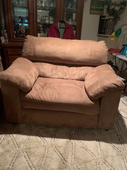 Photo of free Brown suede oversized sofa chair (Hollis NH) #1