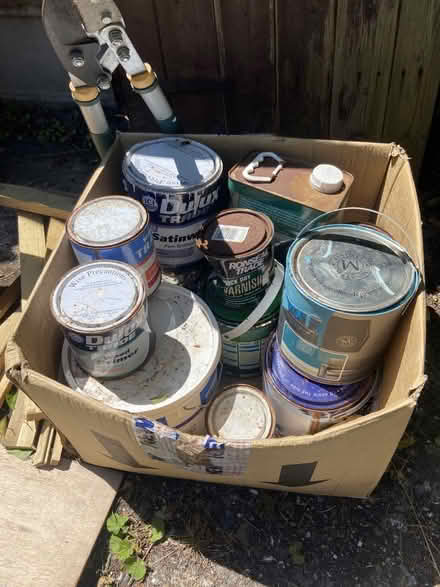 Photo of free Box of half used paints, varnishes etc (CT10) #1