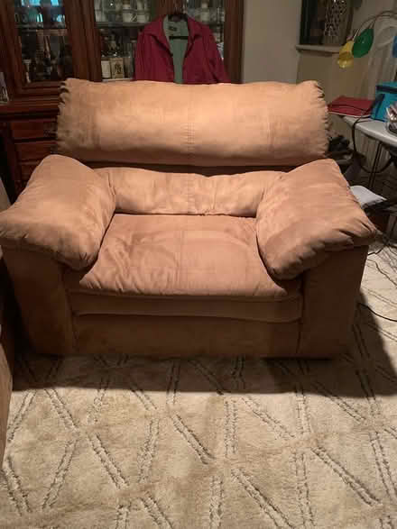 Photo of free Brown suede oversized sofa chair (Hollis NH) #2