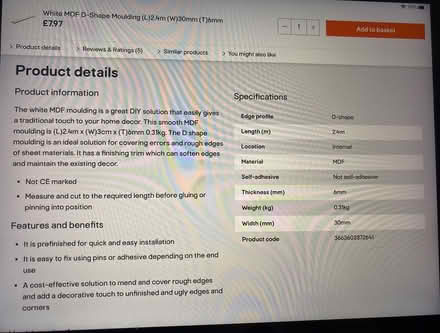 Photo of free White MDF D-shape moulding x2 (WN4) #4