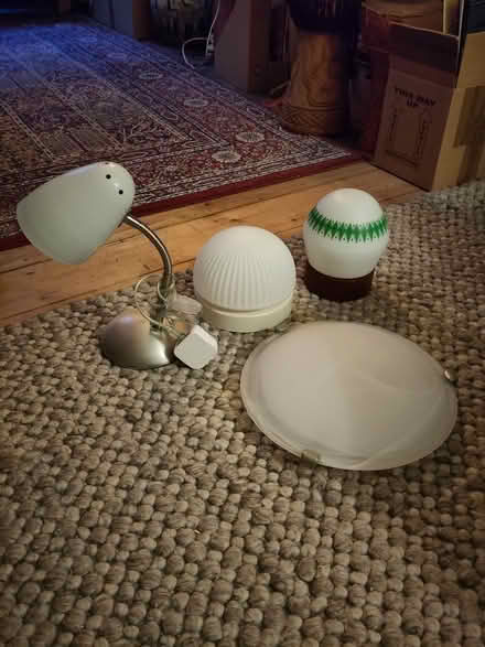 Photo of free 3 ceiling light shades and 1 desk lamp (North Sheen TW9) #1