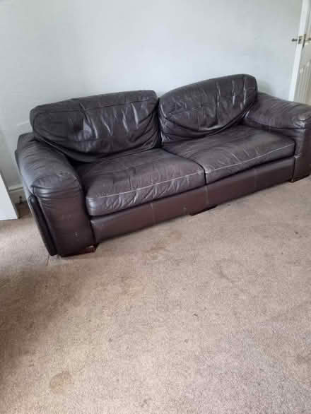 Photo of free 3 seater leather sofa. (Boothtown HX3) #1