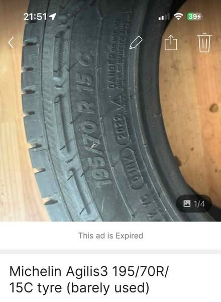 Photo of free Michelin Agilis3 195/70R/ 15C tyre (Arborfield RG2) #1