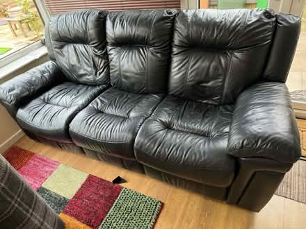 Photo of free Recliner 3 seater sofa in black (Milnrow, OL16) #2