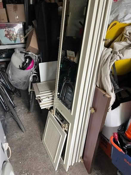 Photo of free Schrieber fitted wardrobe doors (painted Louvre and mirrored (Molesey KT8) #1