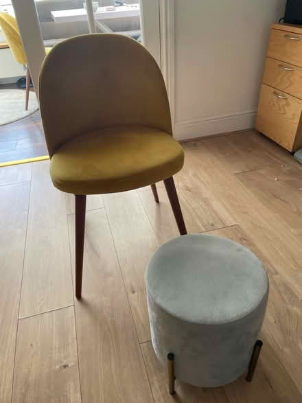 Photo of free Mustard chair and Grey Footstall (Dronfield S18) #2