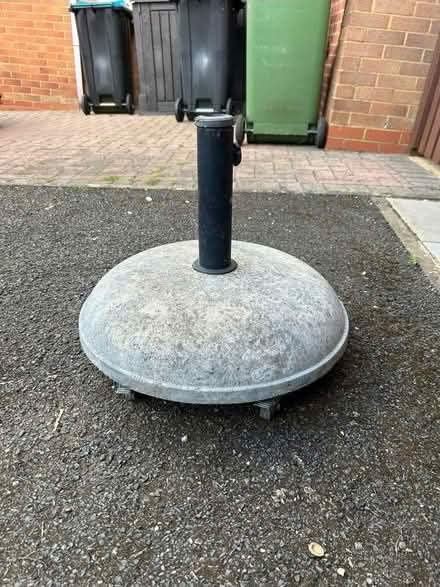 Photo of free Garden umbrella stand, on wheels. (Kents Hill MK7) #1