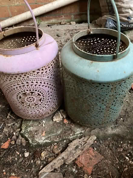 Photo of free Two metal lanterns. You can put a faux or real candle inside (Hove BN3) #1