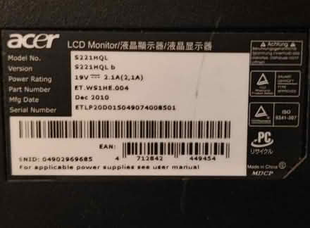 Photo of free Acer 21.5" vga monitor 1920x1080 (Church RG2) #4