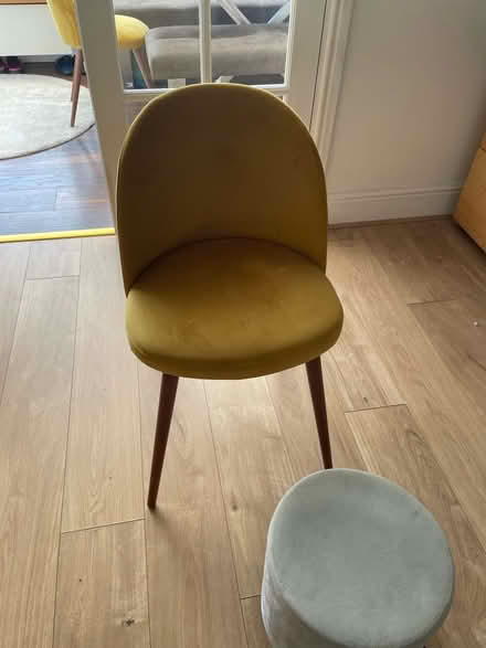 Photo of free Mustard chair and Grey Footstall (Dronfield S18) #1