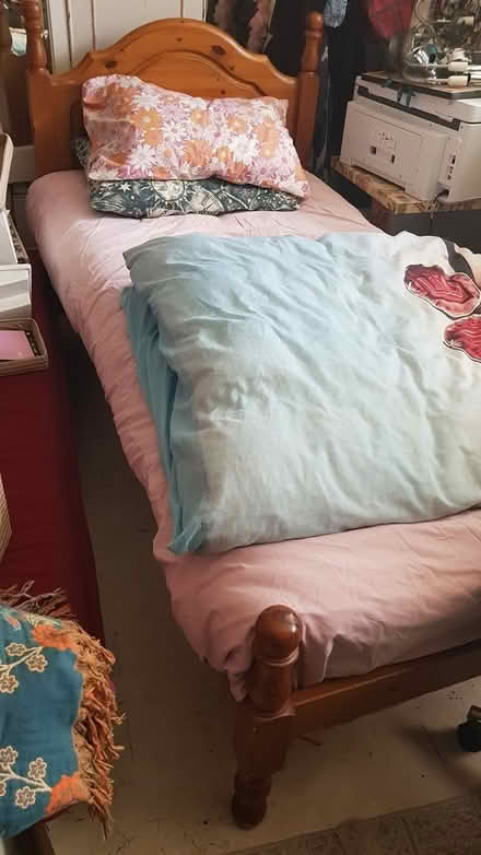 Photo of free Single wooden bed and mattress (M15 Hulme) #1