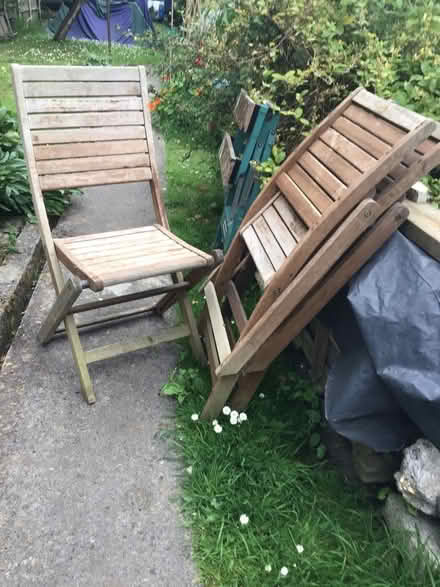 Photo of free Garden chairs, wooden x 3 (Oldfield Park) #2