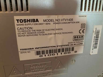 Photo of free Toshiba Portable TV/ VCR Combi (Kinross KY13) #4