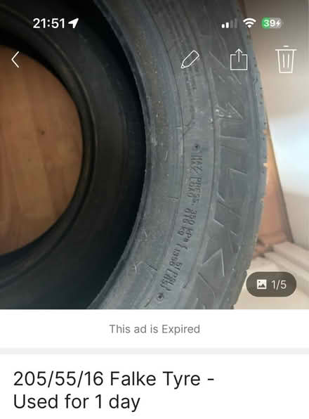 Photo of free 205/55/16 Falke Tyre (Arborfield RG2) #1