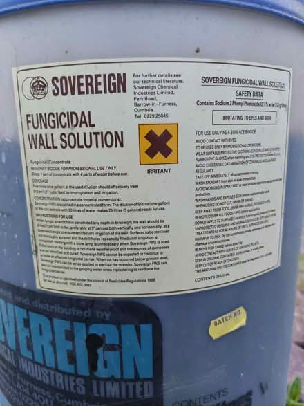 Photo of free Drum of Fungicidal Wall Solution (Carnforth LA5) #2
