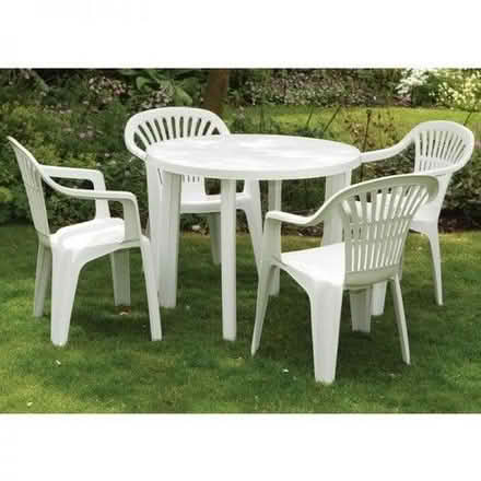 Photo of free Patio set round table 4 chairs + parasol (Ferndale DY11) #1
