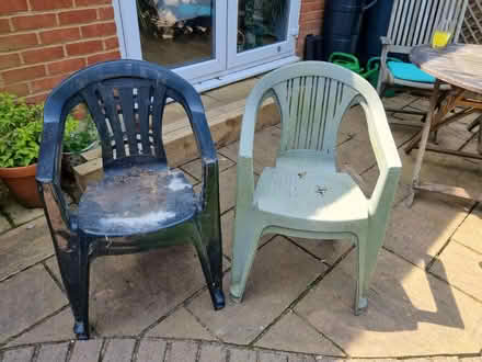 Photo of free 4 Plastic garden chairs (Bournemouth BH9) #1