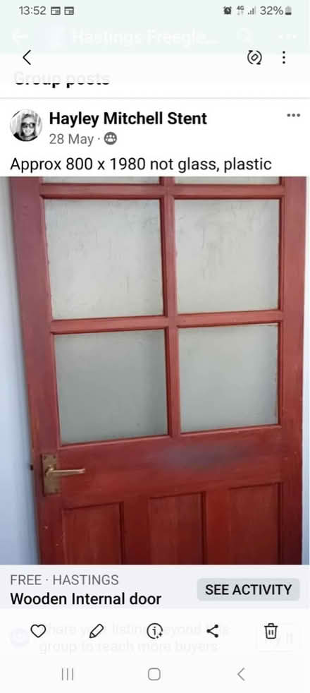 Photo of free Internal wooden door (TN35 clive vale) #1