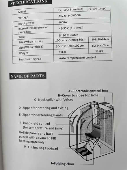 Photo of free Portable Dry Heat Sauna (Cutteslowe OX2) #4
