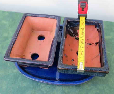 Photo of free 2 bonsai tree pots & matching dish blue (GU16) #3