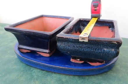 Photo of free 2 bonsai tree pots & matching dish blue (GU16) #1
