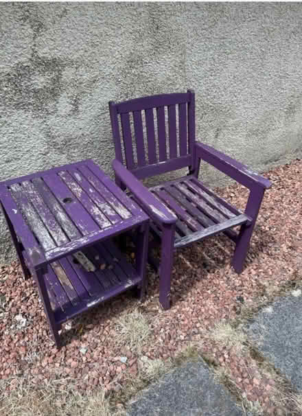 Photo of free Wooden garden table and chair (G74) #1