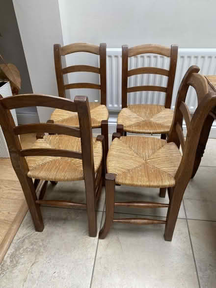 Photo of free 4 x straw oak chairs - very solid (Whitchurch-On-Thames RG8) #2