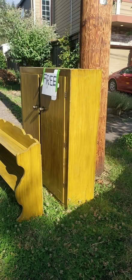 Photo of free Two piece cabinet with shelves (Sw Portland John's Landing) #1