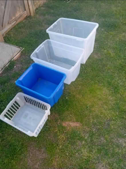 Photo of free 4 plastic storage boxes (Blandford) #1