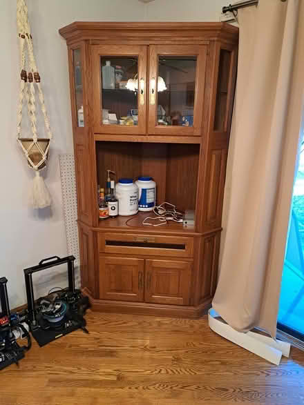 Photo of free Corner Oak Cabinet (Oakbrook Terrace) #1
