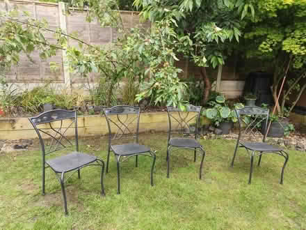 Photo of free 4 Black metal garden chairs (Dudley) #1