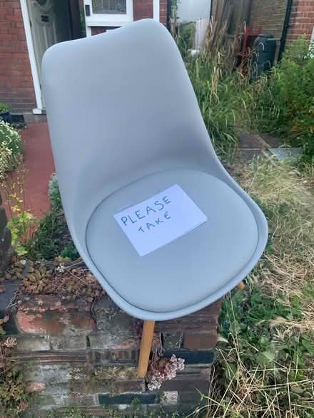 Photo of free grey Made.com chair (TW9 nr Chiswick bridge) #1