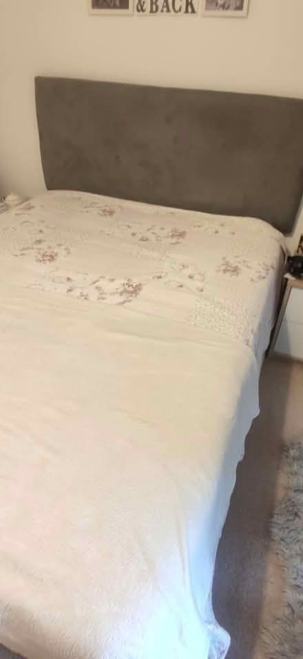 Photo of free King Size Bed Grey Velvet (Worcester Park KT4) #2