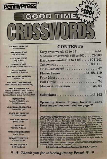 Photo of free Book of Crossword Puzzles (Walnut Creek, off Geary) #2