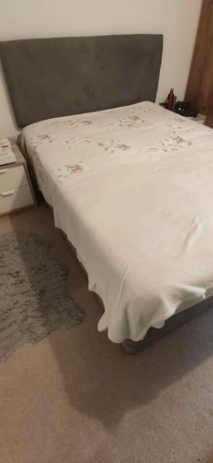 Photo of free King Size Bed Grey Velvet (Worcester Park KT4) #1